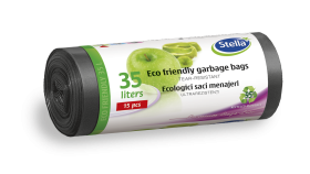 STELLA Saci Menaj Ecologici 35 L 15/set LDPE cu snur Negru